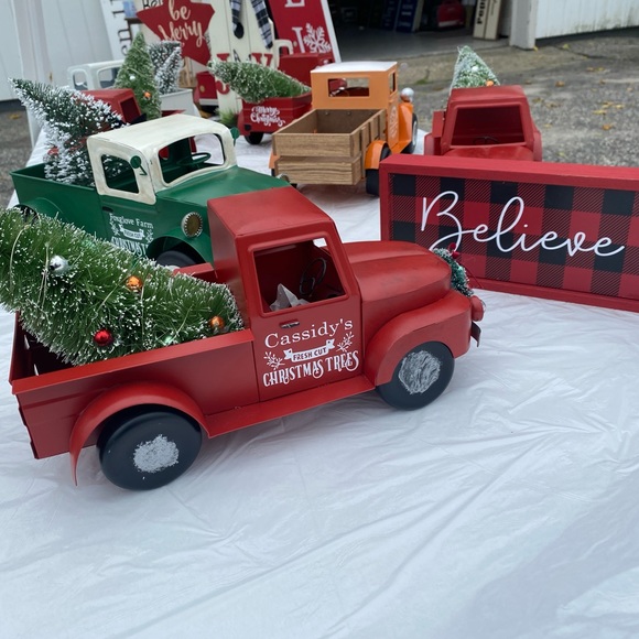 New red vintage trucks, add last name or business name,truck$30 personalized $50 - Picture 2 of 9